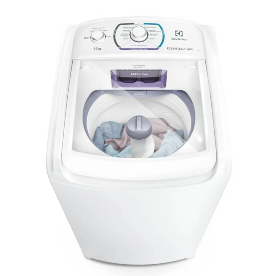 Máquina de Lavar 11kg Branca Essential Care com Easy Clean e Filtro Fiapos – 127V